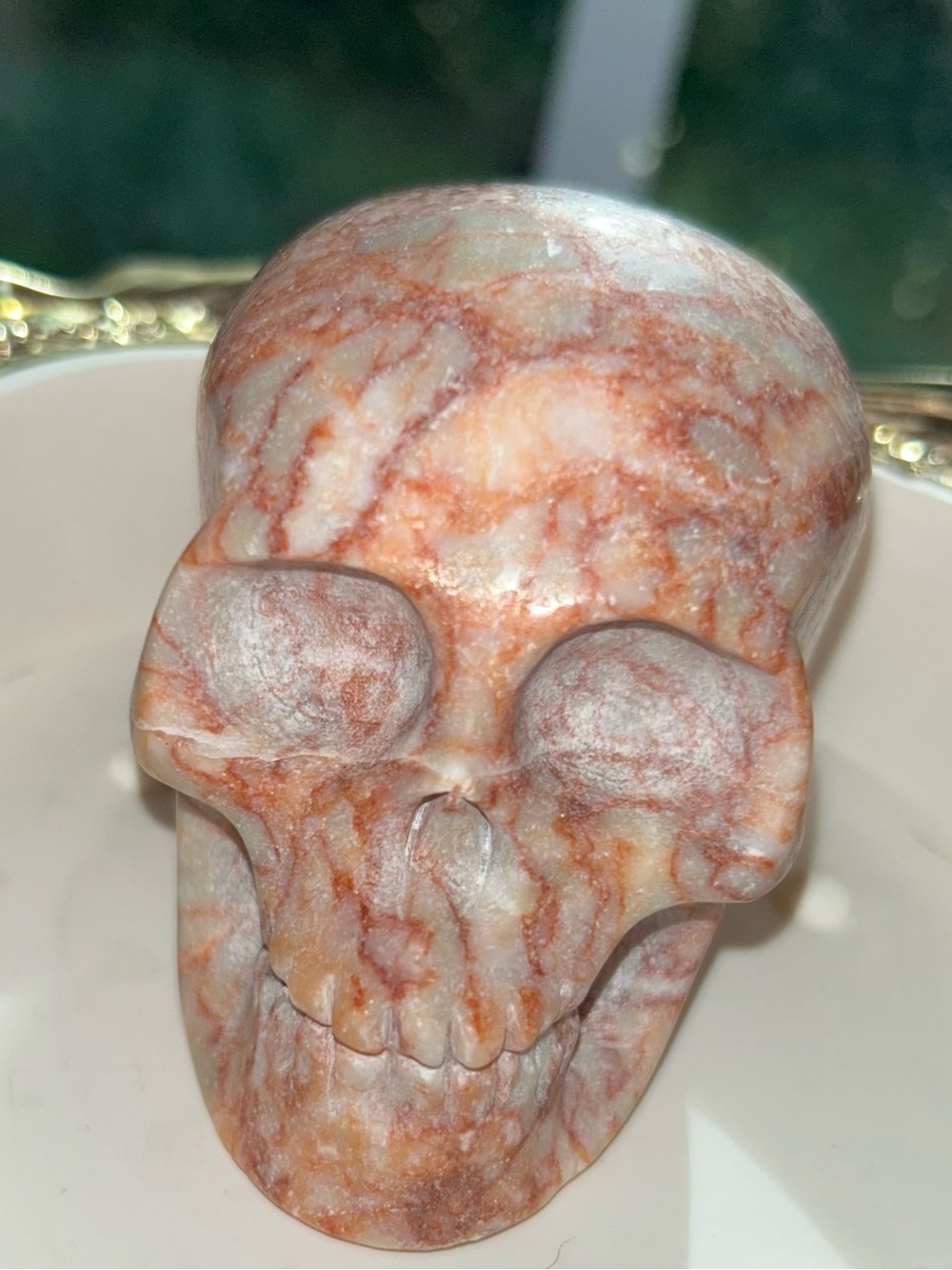 Realistic Red Network Crystal Skull Carving